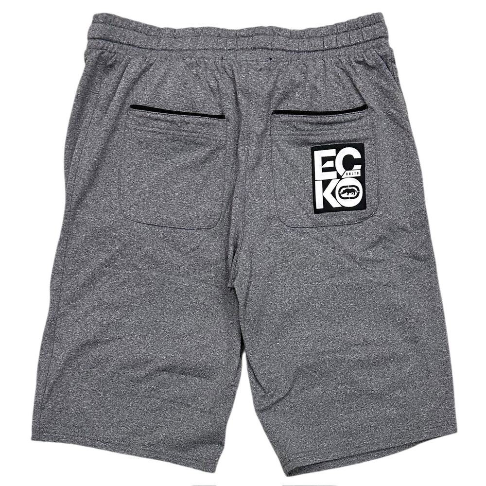 Ecko Unltd Men's Flyknit Marled Colorblock Activewear Shorts in Grey Marled - Picture 3 of 7